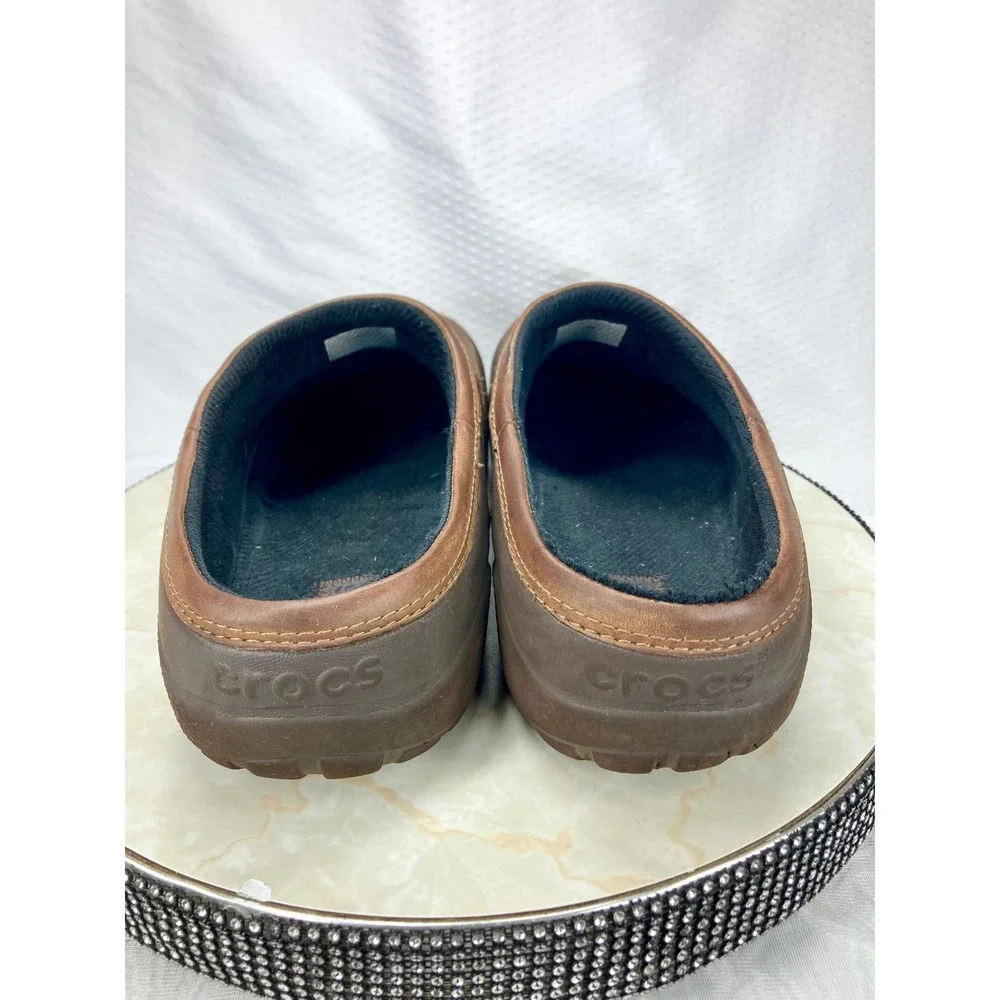Crocs Leather Yukon Sport Clog Men 13 Brown Comfort Rugged Slip On Outdoor Mules